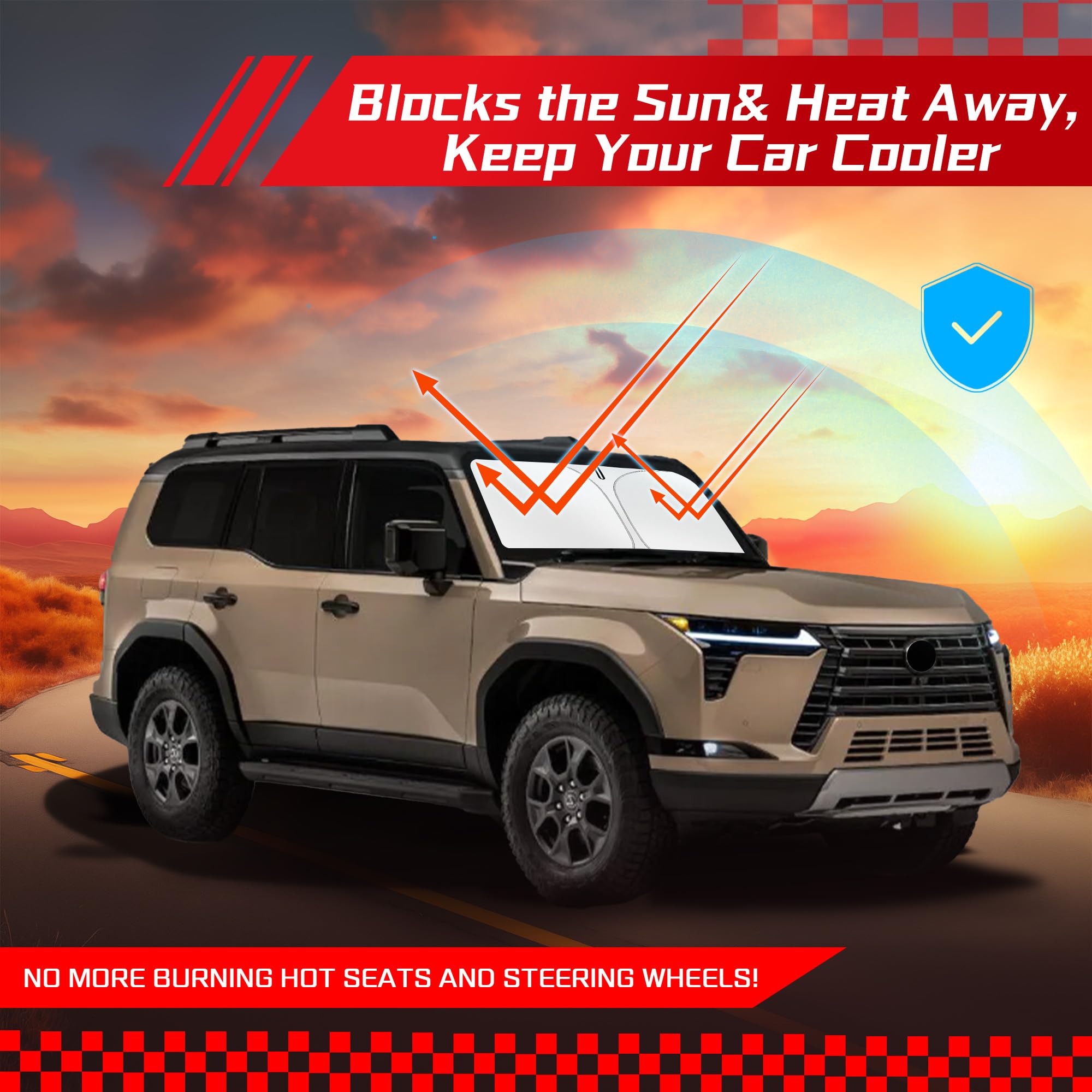 ARISMOTOR interior protection sun shade shields dashboard and upholstery from sun damage.