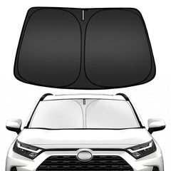 ARISMOTOR RAV4 windshield sun shade folded for easy storage.