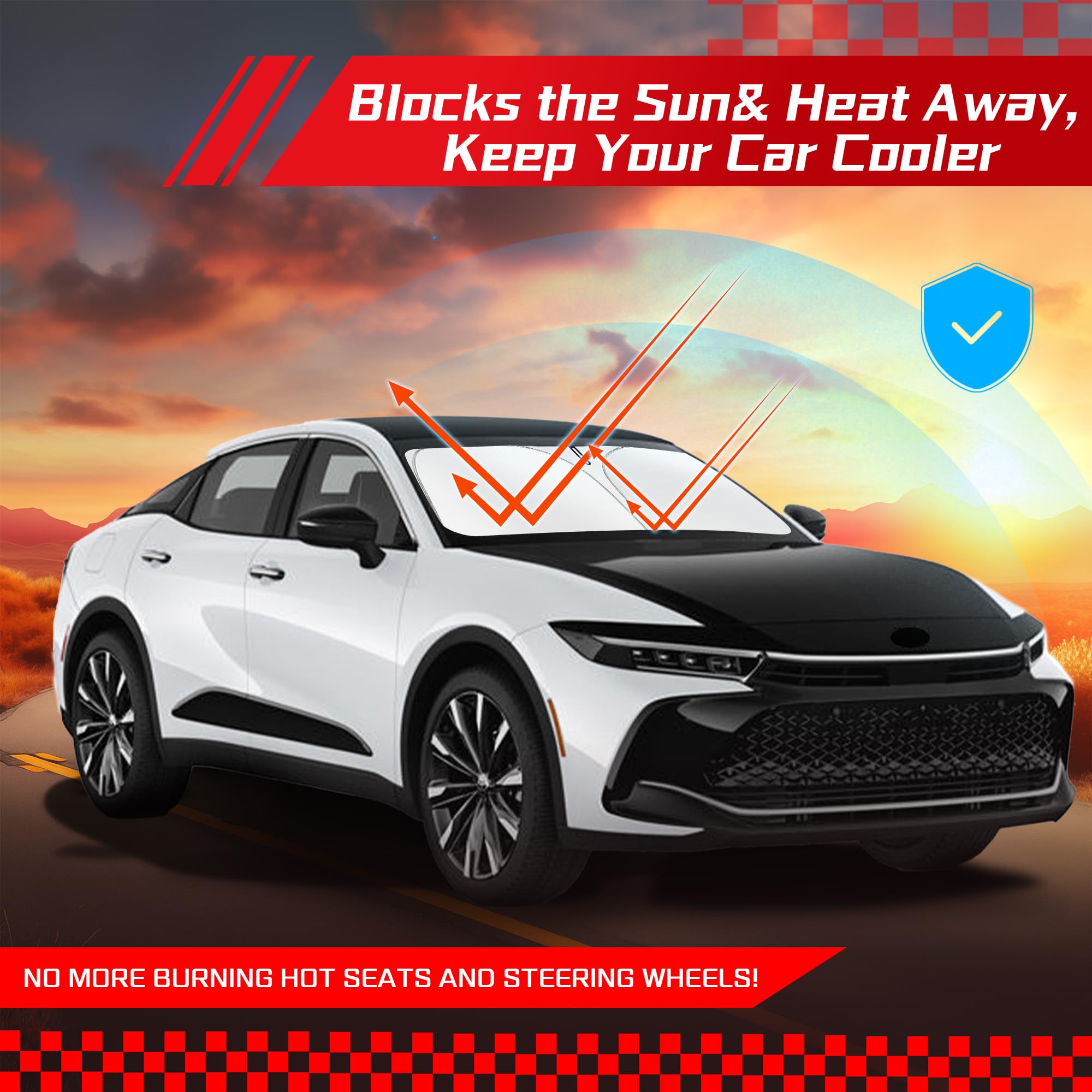 ARISMOTOR UV-ray-blocking shield reduces sun damage to interior