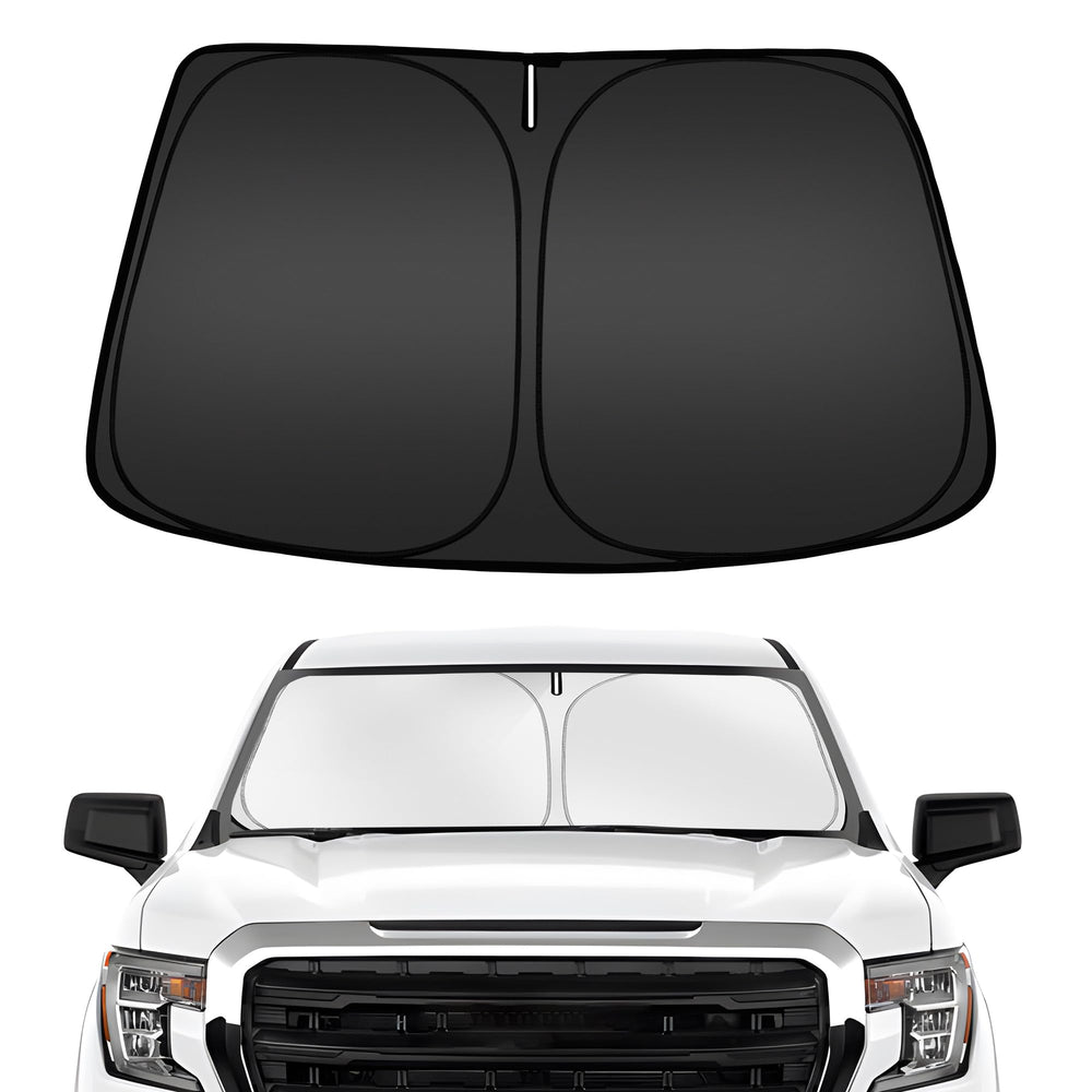 ARISMOTOR windshield sun shade front view blocks UV rays and lowers interior heat.