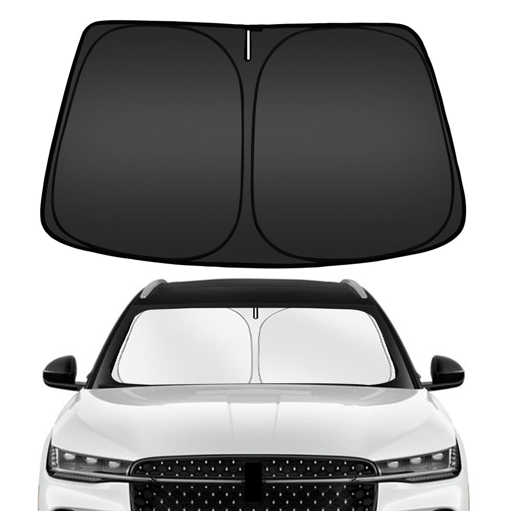 ARISMOTOR windshield sun shade for Lincoln Nautilus; front view shows custom fit and glare reduction.
