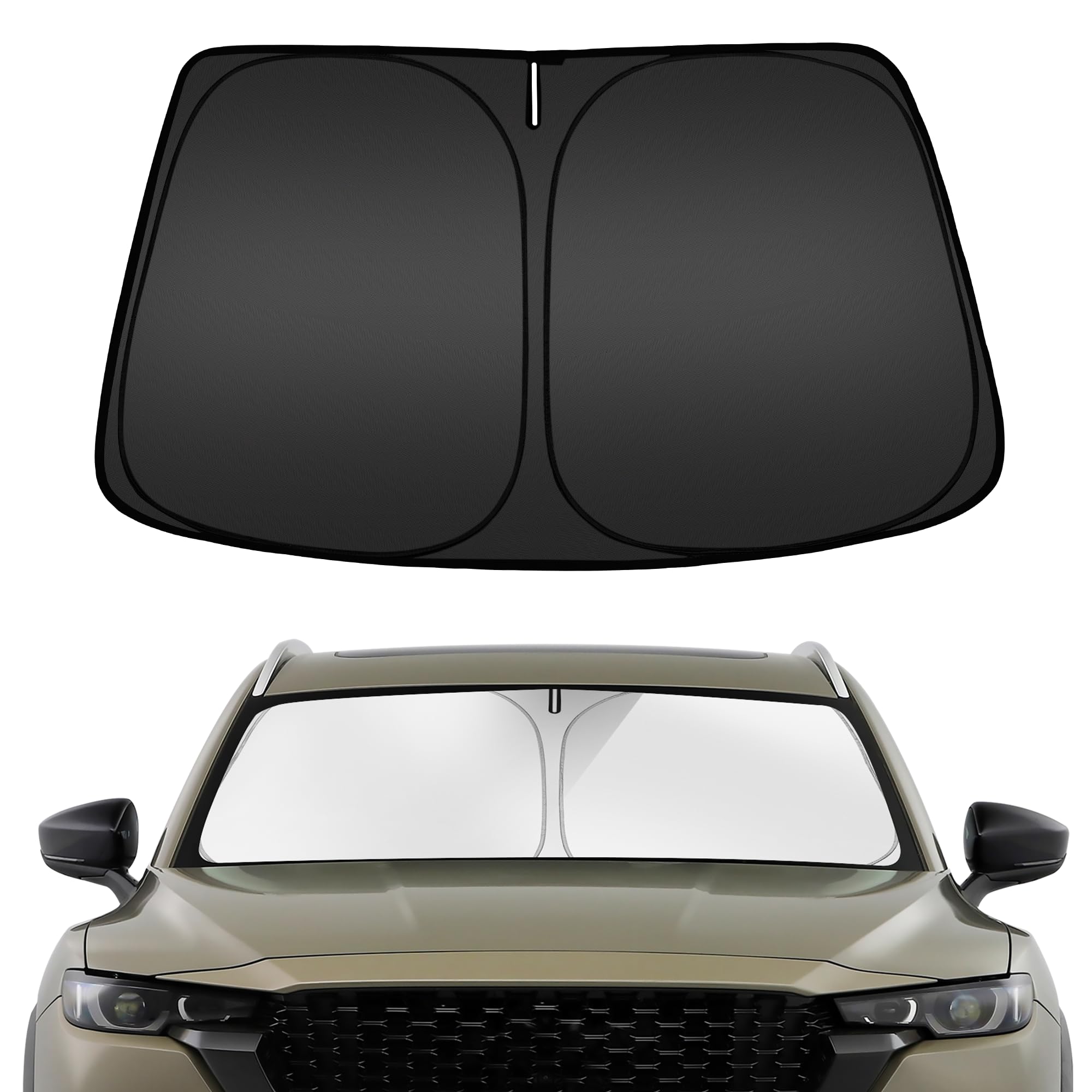 ARISMOTOR windshield sun shade for Mazda CX-50, perfect fit and easy bag storage.