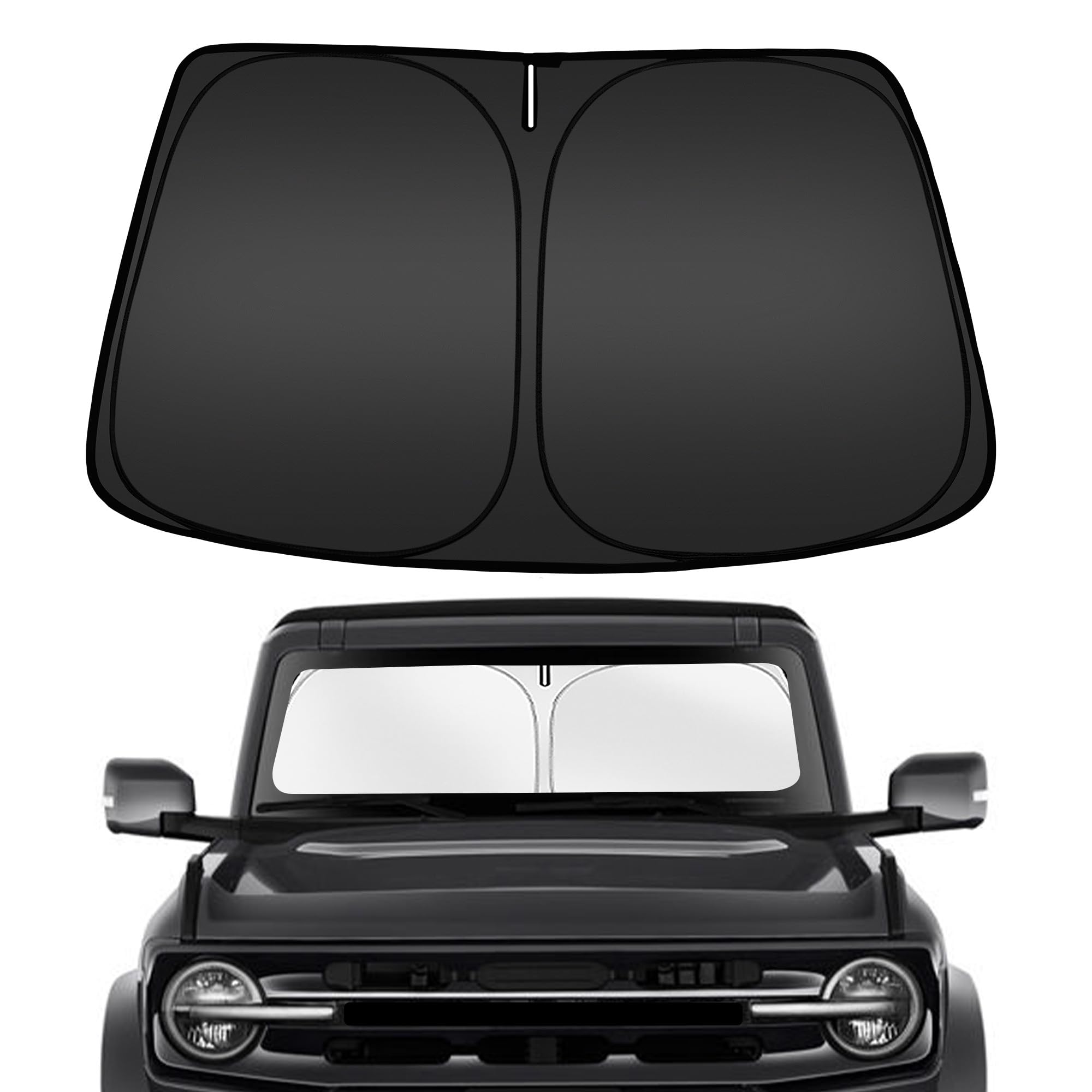 ARISMOTOR windshield sunshade for Ford Bronco 2021-2026 shields the cabin from UV rays.