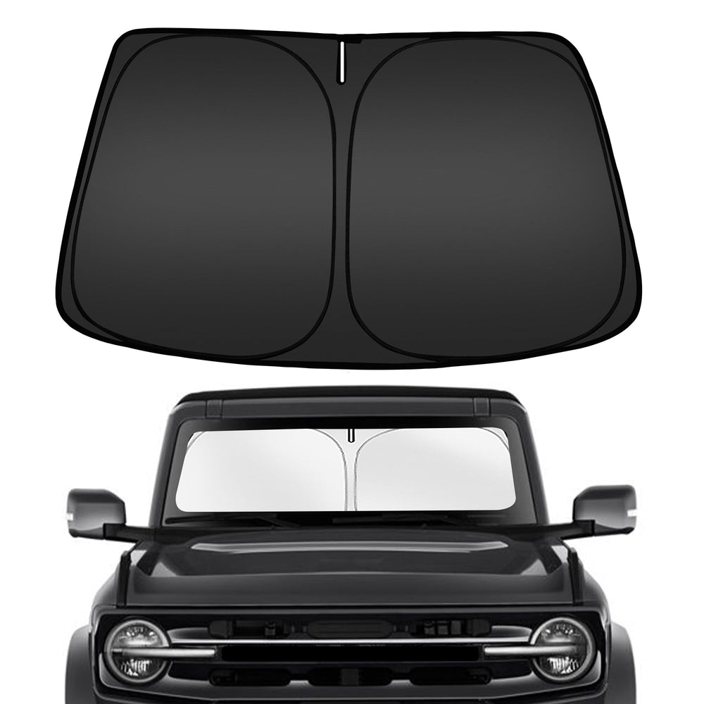 ARISMOTOR windshield sunshade for Ford Bronco 2021-2026 shields the cabin from UV rays.