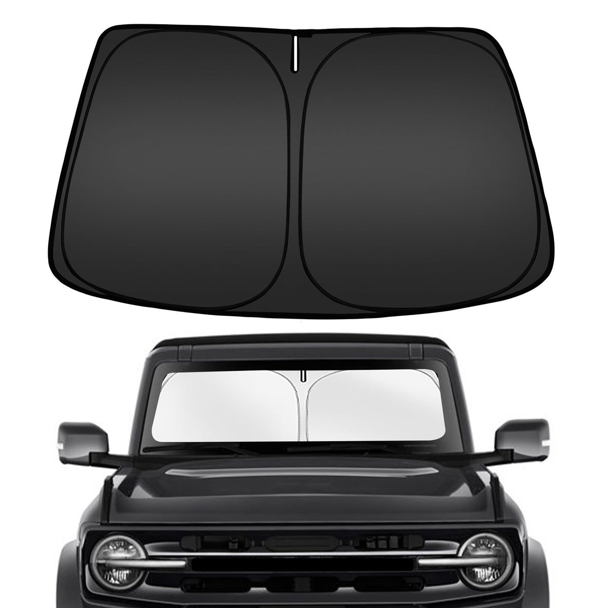 ARISMOTOR windshield sunshade for Ford Bronco 2021-2026 shields the cabin from UV rays.