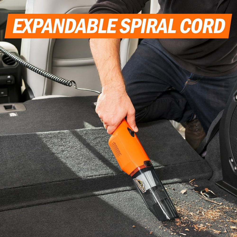 Armor All AA12V2 orange cord extended across car interior for reach