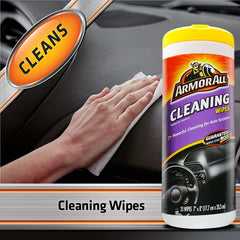 Armor All Cleaning Wipes remove ground-in dirt from car dashboard and surfaces.