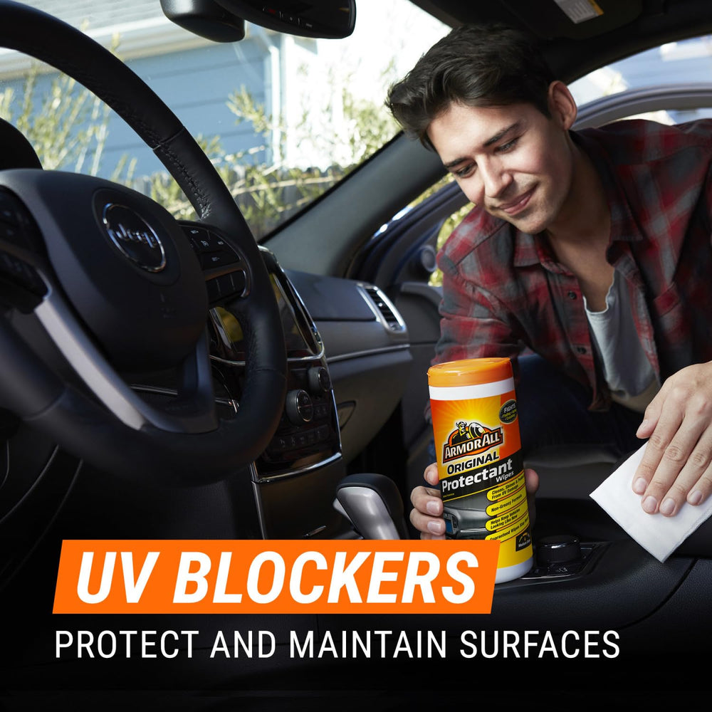 Armor All disinfectant wipes lift dirt and germs while protecting surfaces.