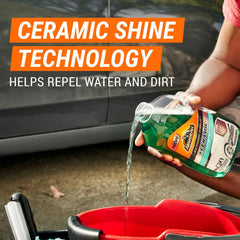 Armor All Ceramic Car Wash foam demonstrates snow foam action for deep cleaning.
