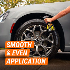 Visual of fast 3–5 minute dry time for Armor All Extreme Tire Shine Spray