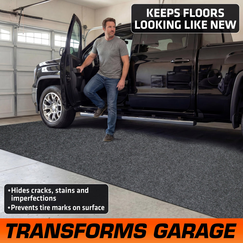 Armor All Garage Floor Mat absorbent top trapping spills before they spread.
