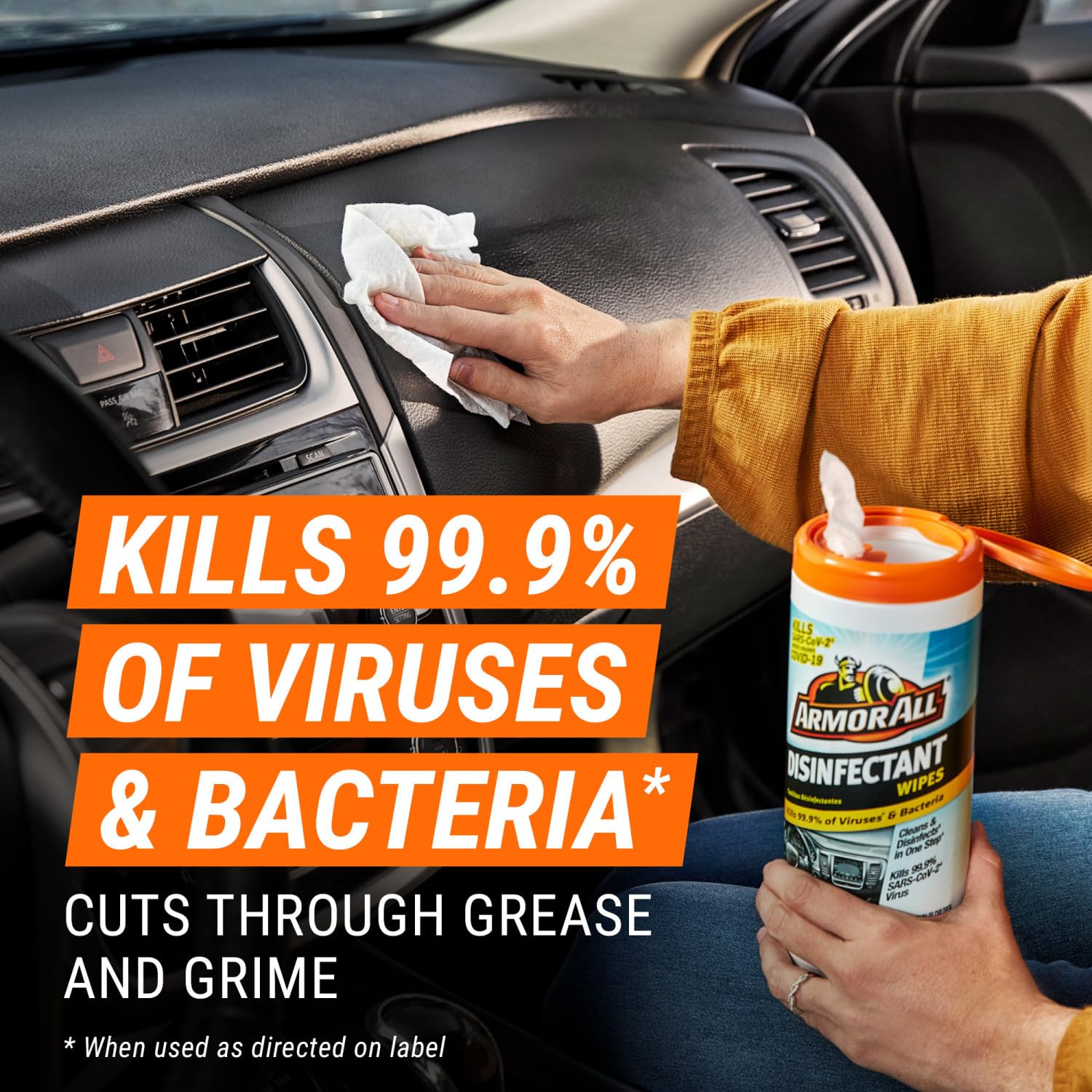 Armor All glass wipes deliver crystal-clear visibility inside the cabin.
