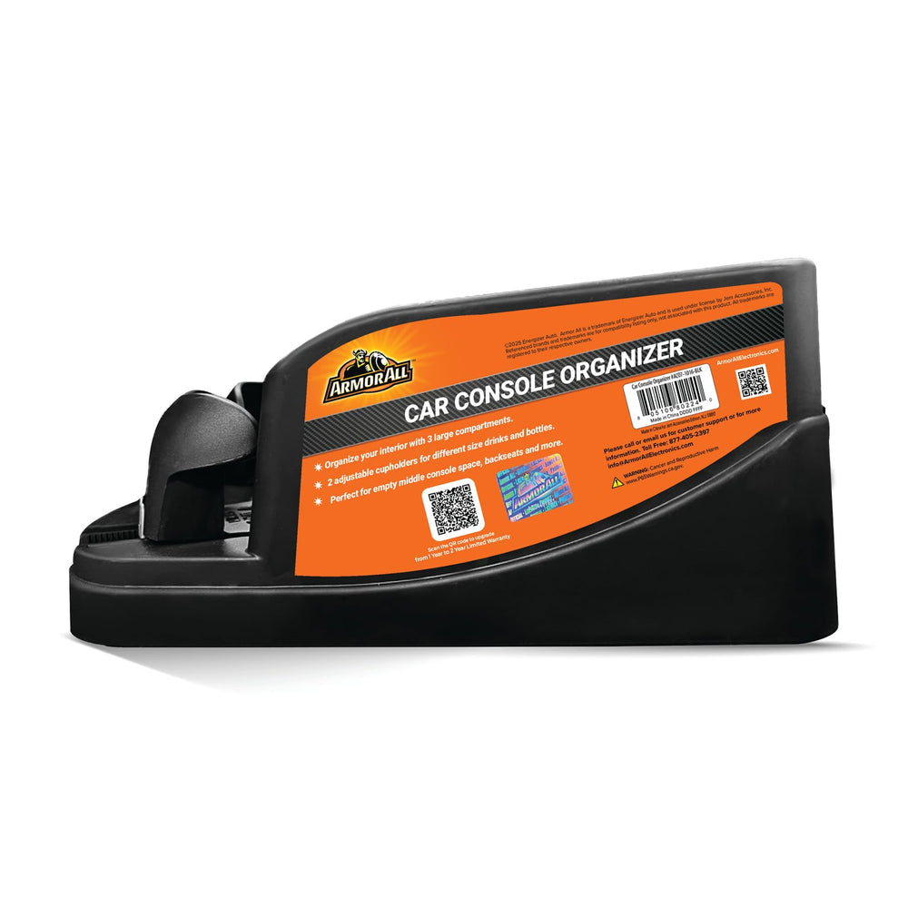 Armor All compact profile fits middle-seat area without intruding on passengers.