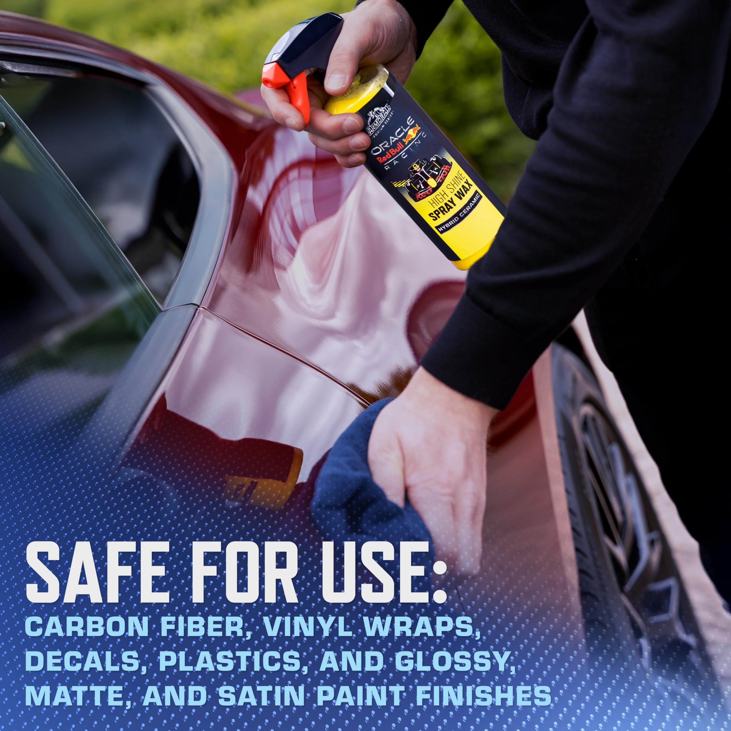 Safe on carbon fiber and vinyl wraps for exterior protection.