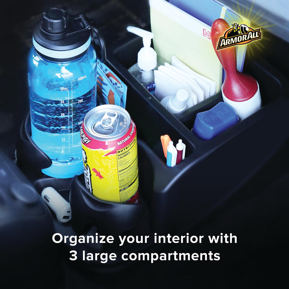 Armor All secure-fit design stabilizes the organizer on the seat during sudden stops.