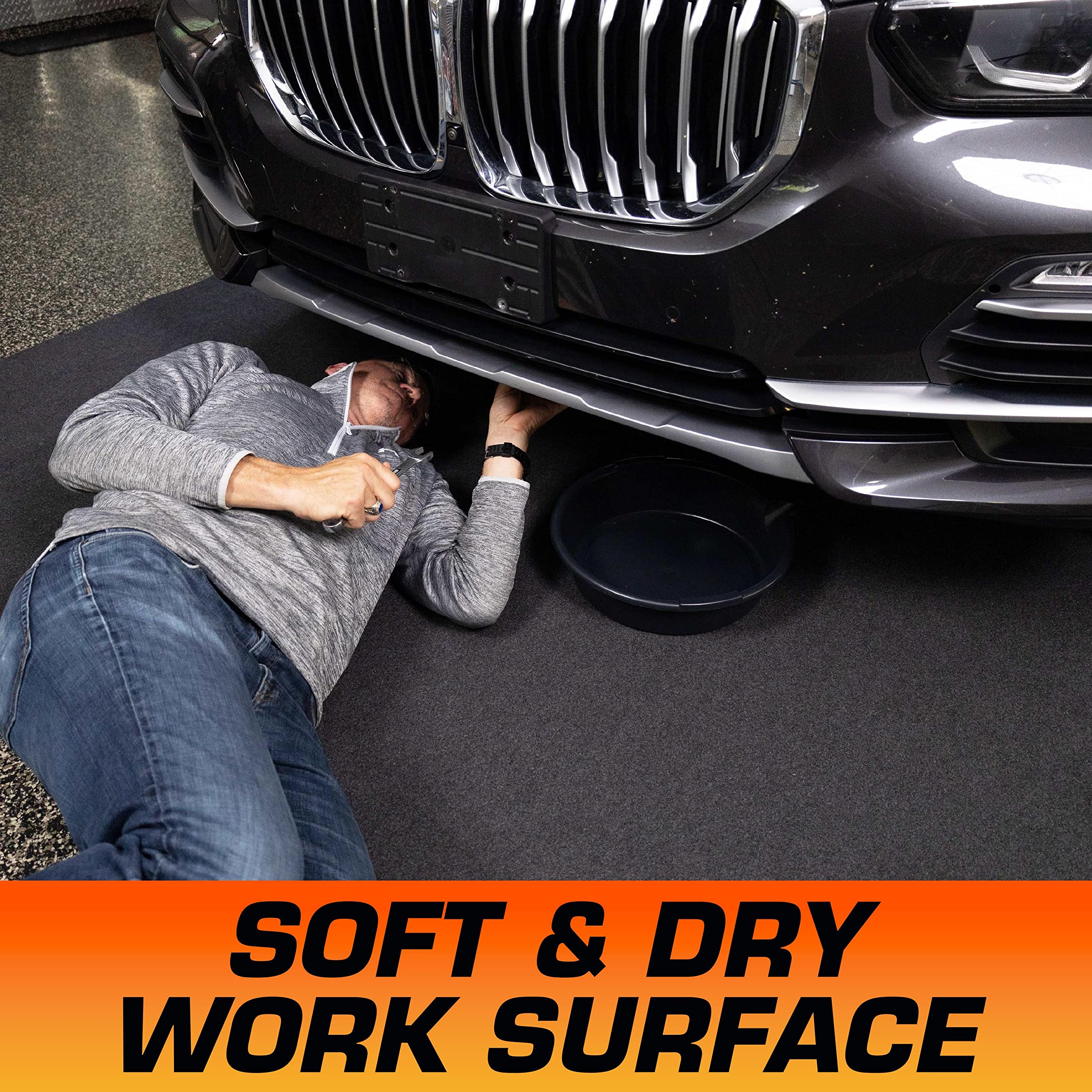 Armor All spill mat features slip-resistant backing to keep it in place.