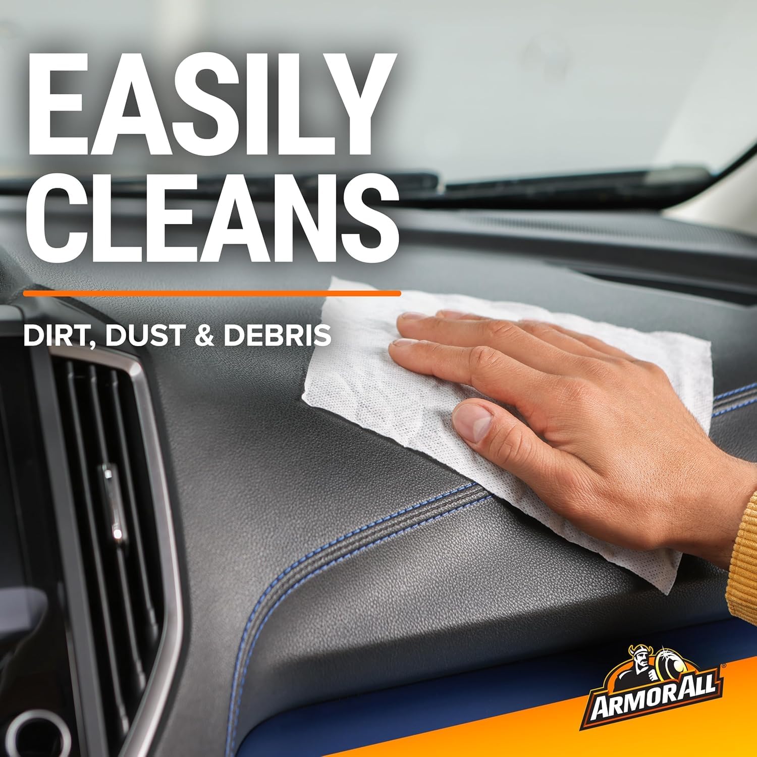 Dirt lifting and residue removal on rubber trim after Armor All wipe
