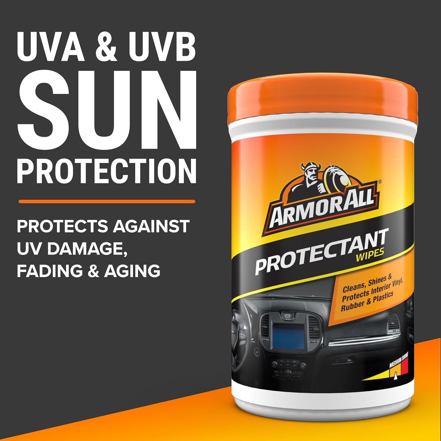 Armor All interior wipes demonstrate UV protection against sun fade on dashboard