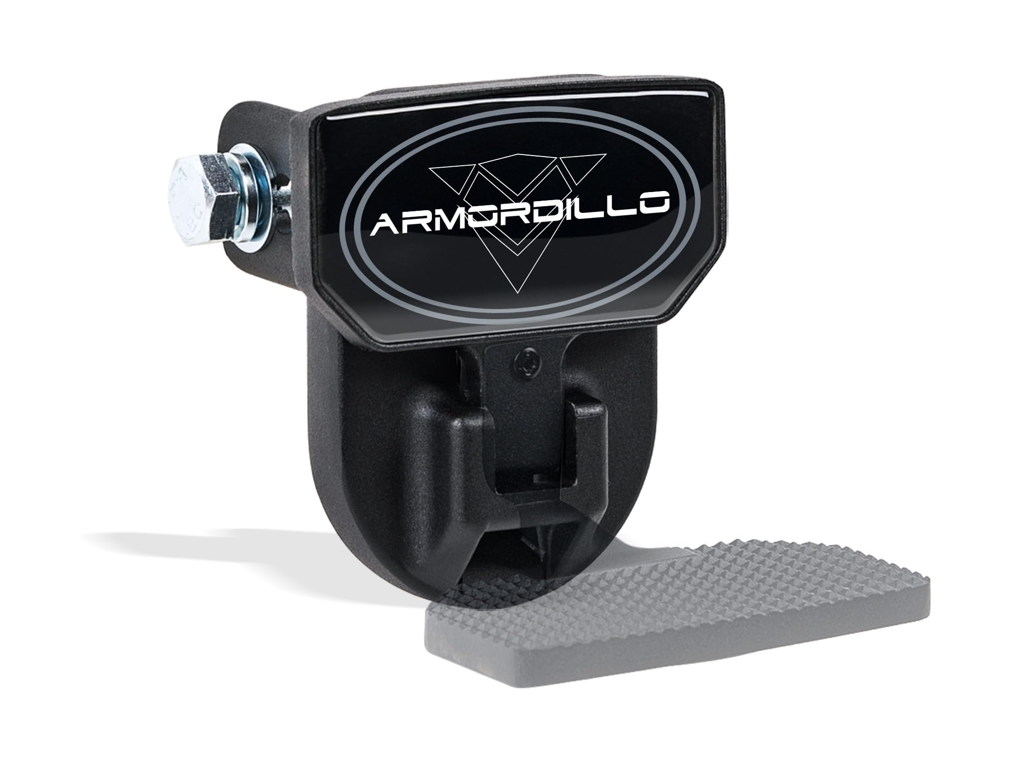 Armordillo FD Series 5-inch foldable rear hitch step extended for easy truck access