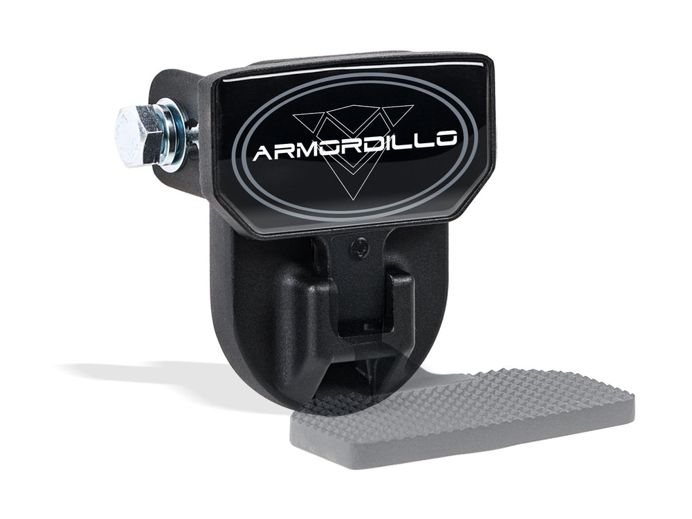 Armordillo FD Series 5-inch foldable rear hitch step extended for easy truck access