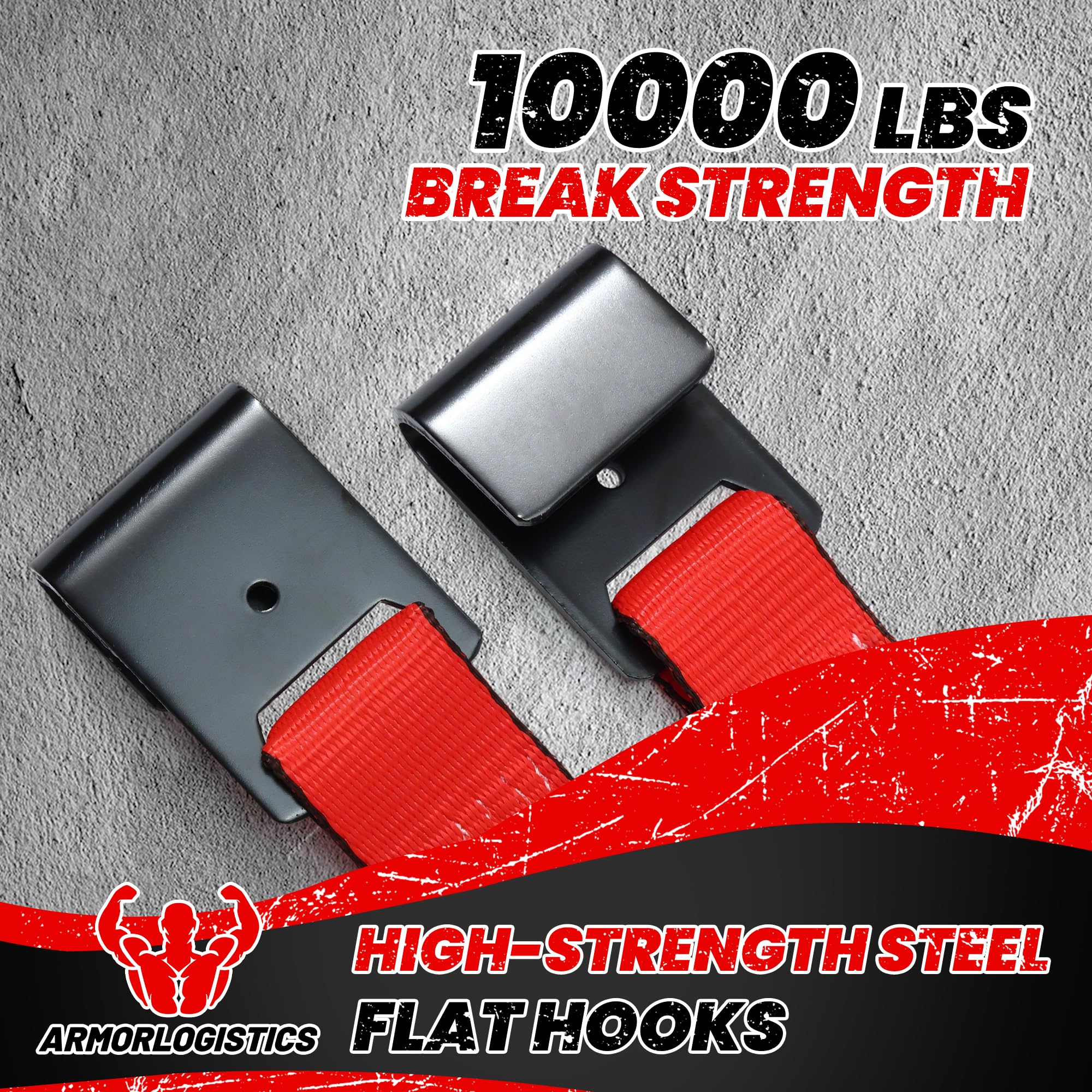 Two‑inch wide strap with 10000 lbs break strength and TÜV safety certificate.