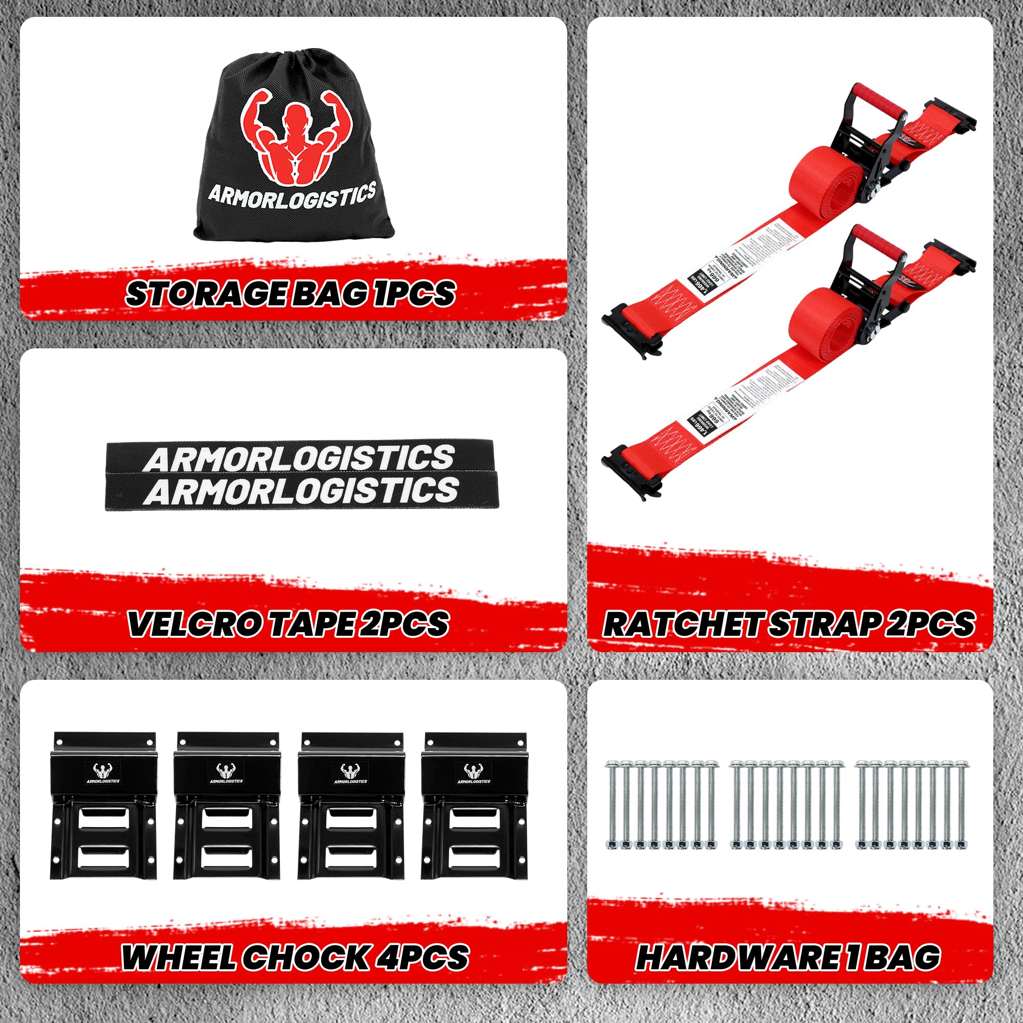ARMORLOGISTICS trailer setup with tie-down kit for easy stabilization