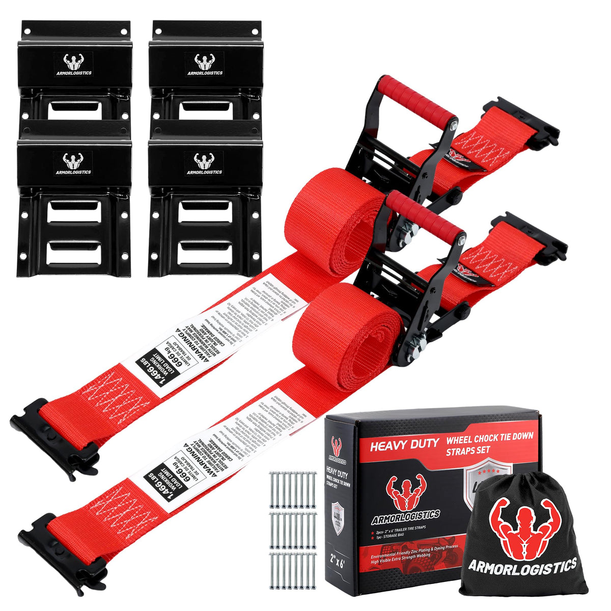 ARMORLOGISTICS wheel chock kit front view for secure transit