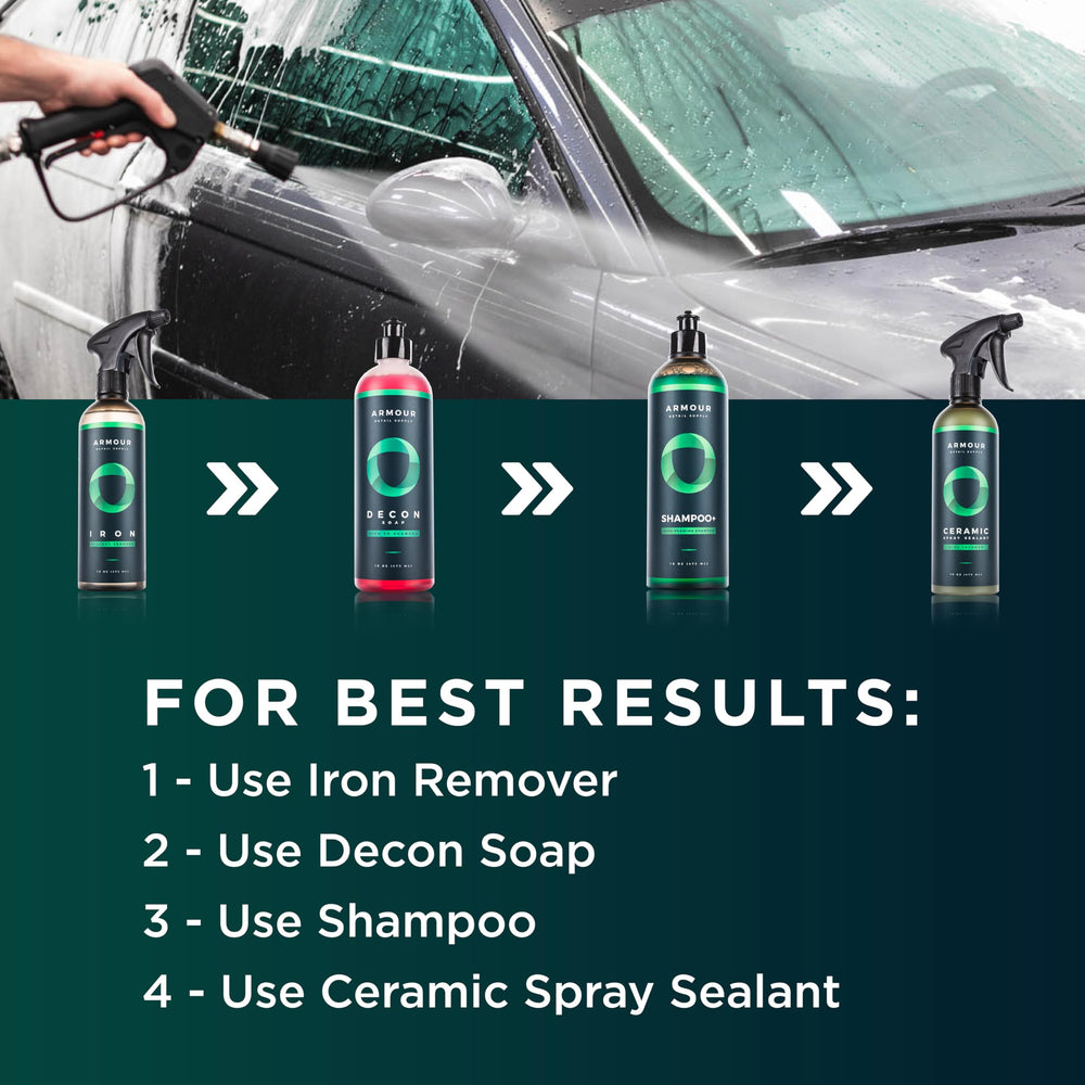Car detailing session using Armour Decon Soap on exterior