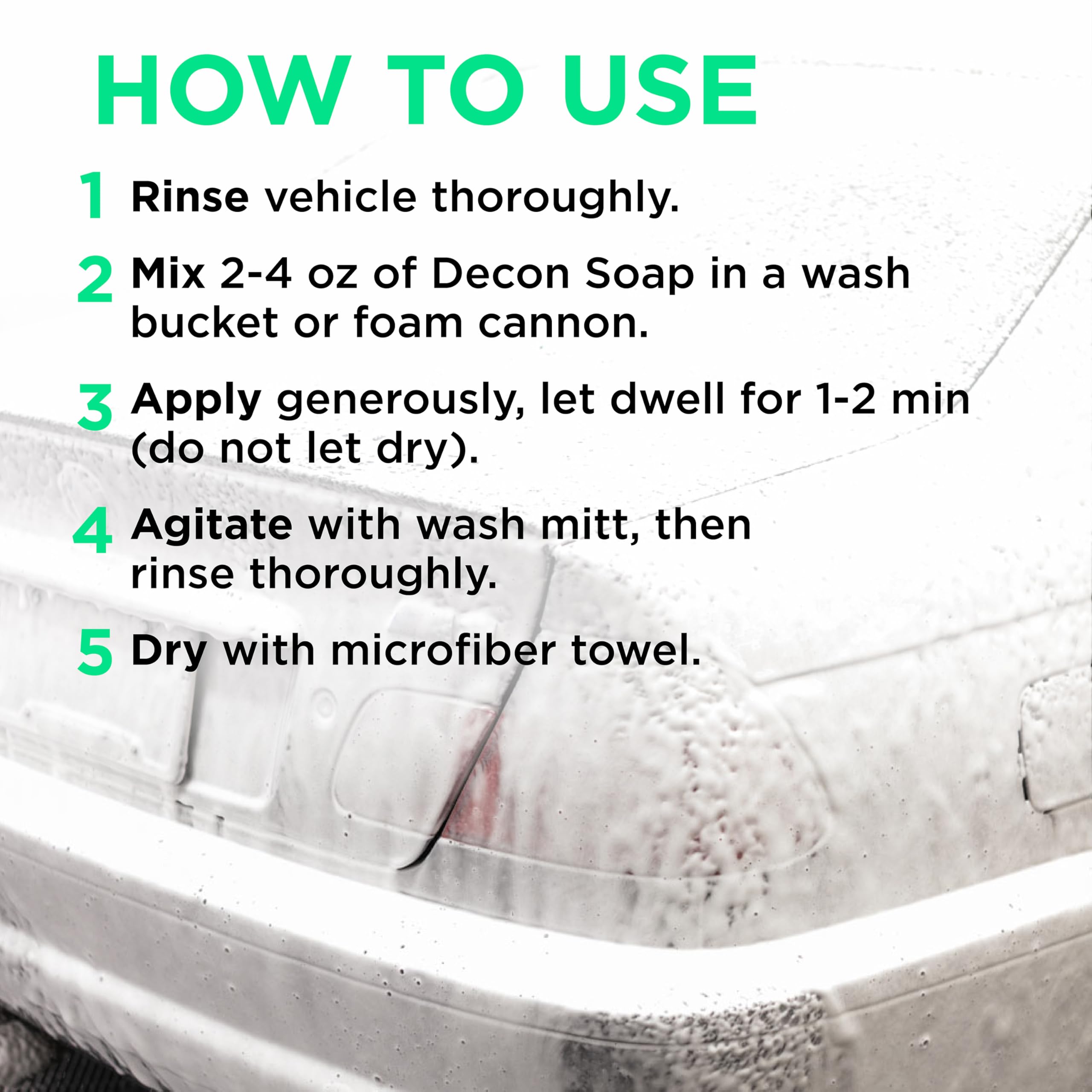 Dirt and grime lifting from a vehicle with Armour Decon Soap