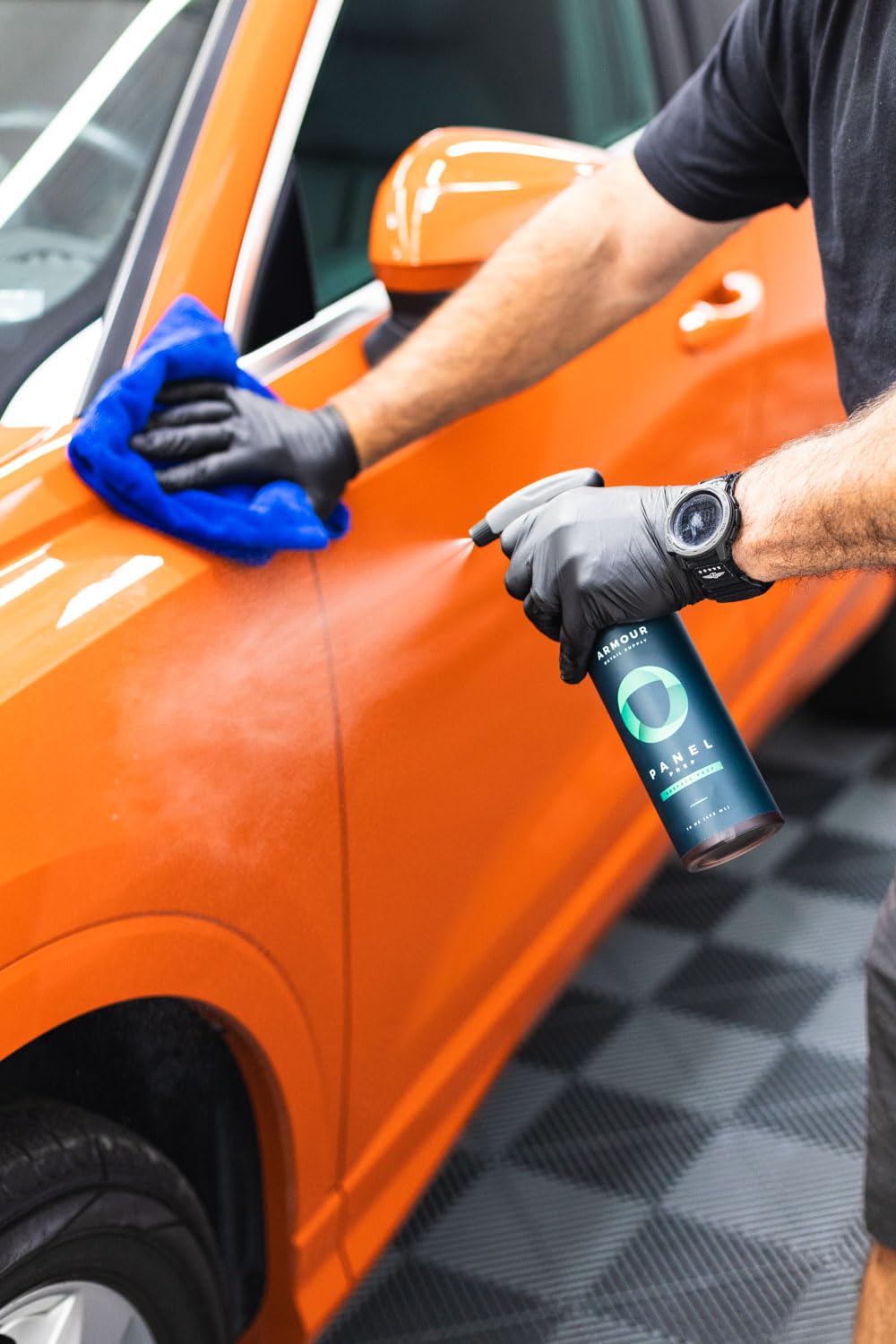 Armour Detail Supply Panel Prep spray application delivers lubricated foaming action