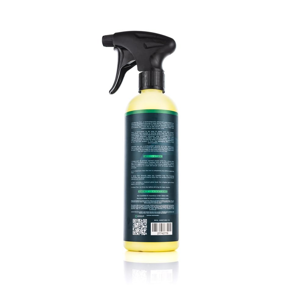 Armour Detail Supply Tire+ spray-hand shows easy application and quick dry-to-touch results.