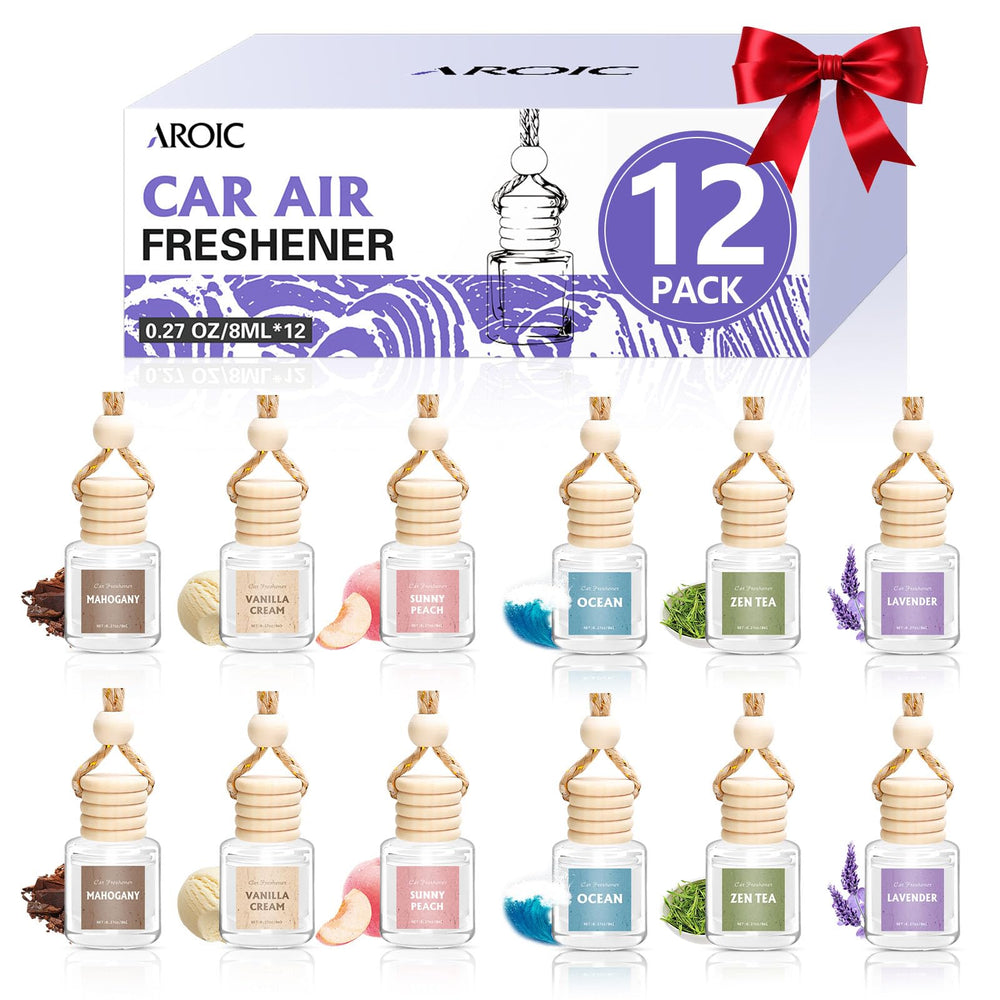 AROIC 12 pack car air fresheners hanging diffuser on rearview mirror for subtle aroma
