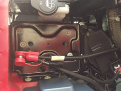 ARONOVA battery tray installed in vehicle, secure fit and alignment