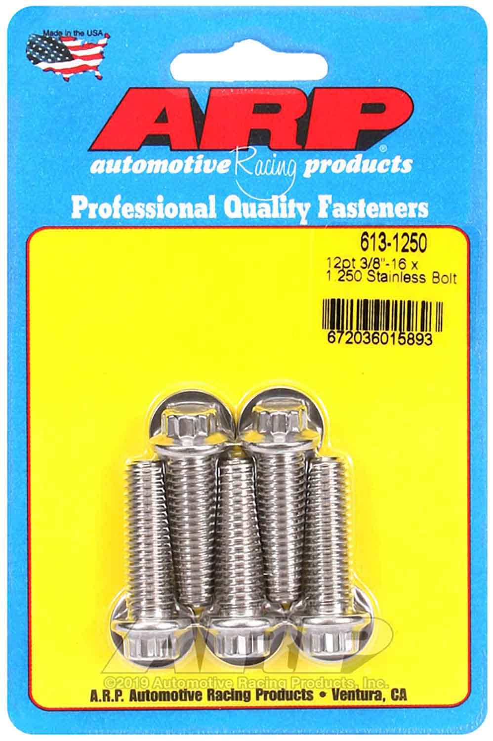 ARP 6131250 3/8-16 12-point bolt head close-up showing rust-resistant stainless finish.
