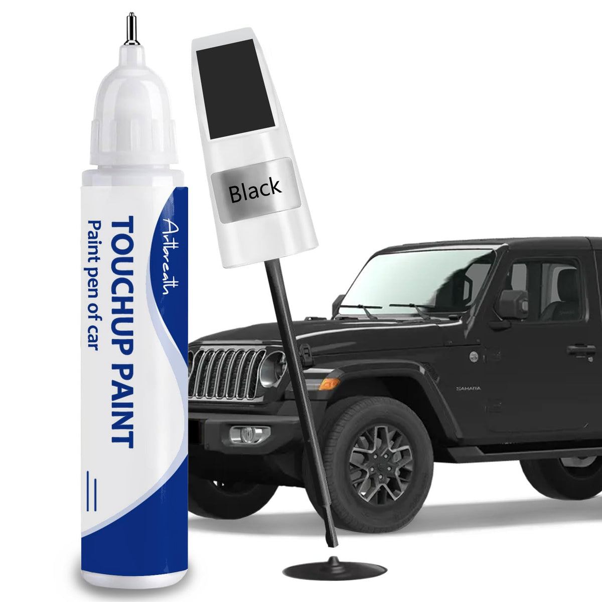 Artbreath Black PX8 Jeep scratch paint pen showing precise color match for Wrangler.