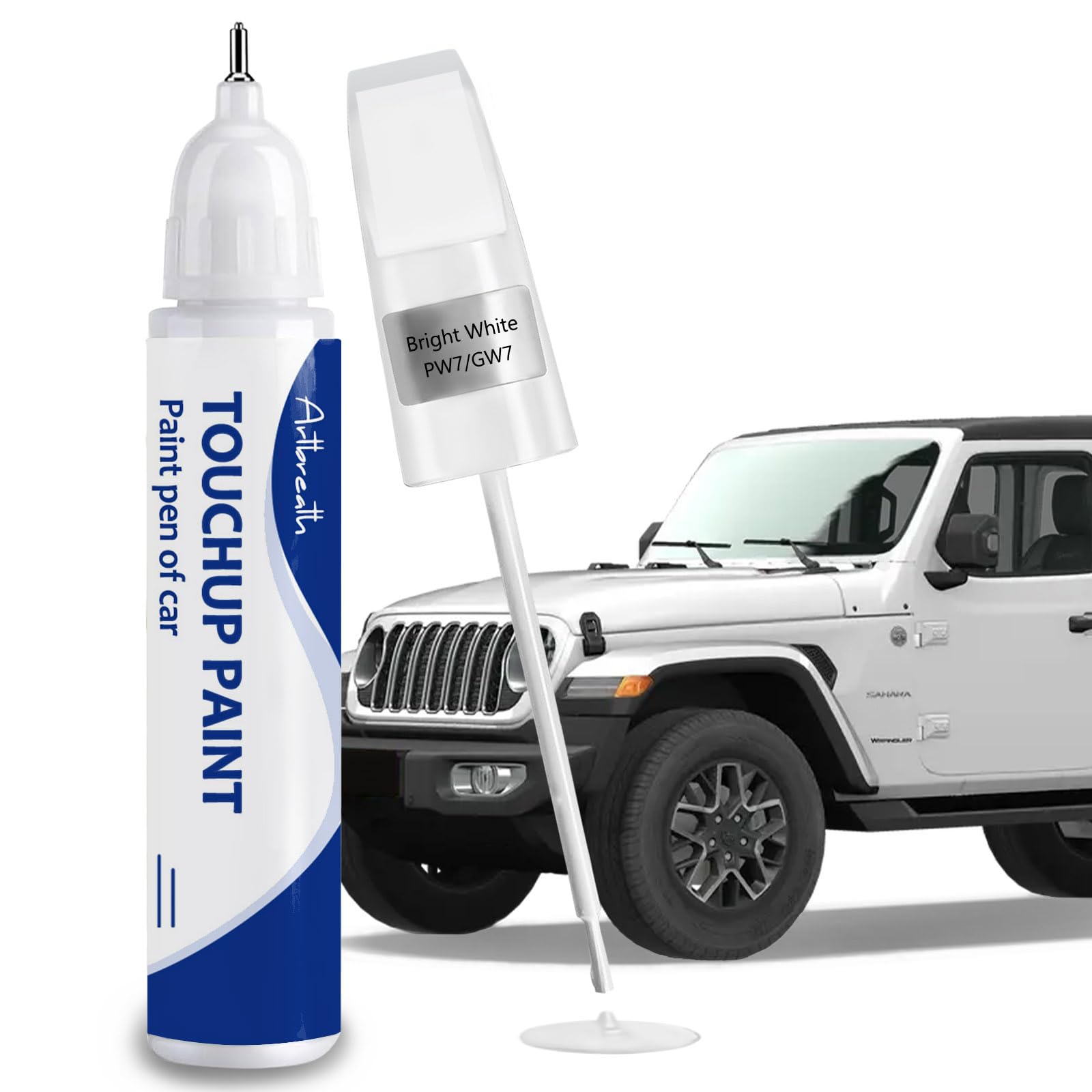 Artbreath Bright White Jeep paint bottle-cap-pen for quick touch-ups.