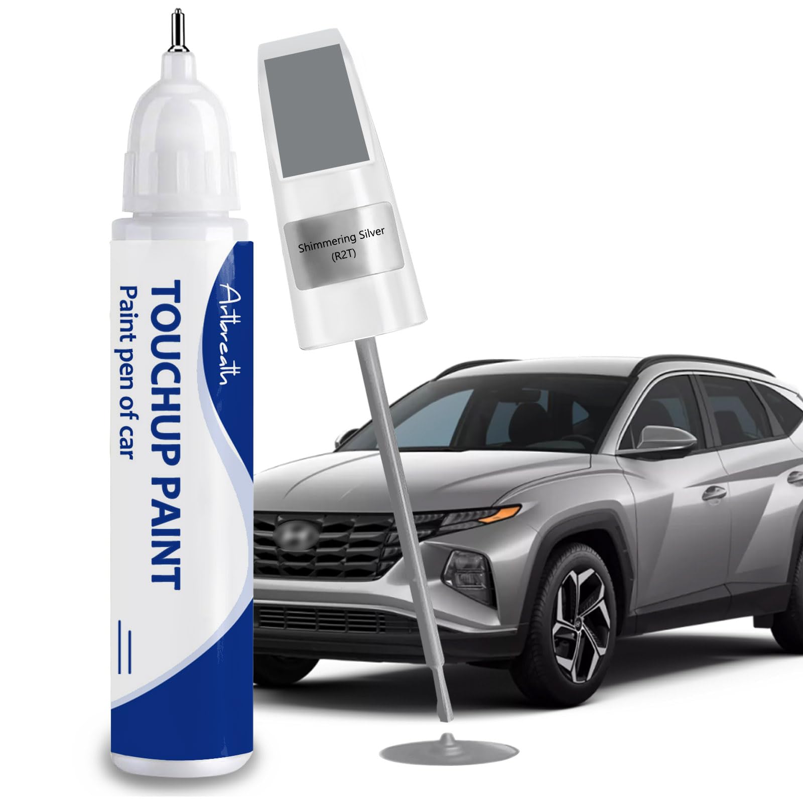 Artbreath Shimmering Silver Hyundai paint pen applying precise touch-ups