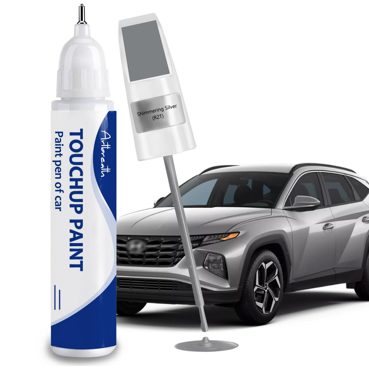 Artbreath Shimmering Silver Hyundai paint pen applying precise touch-ups