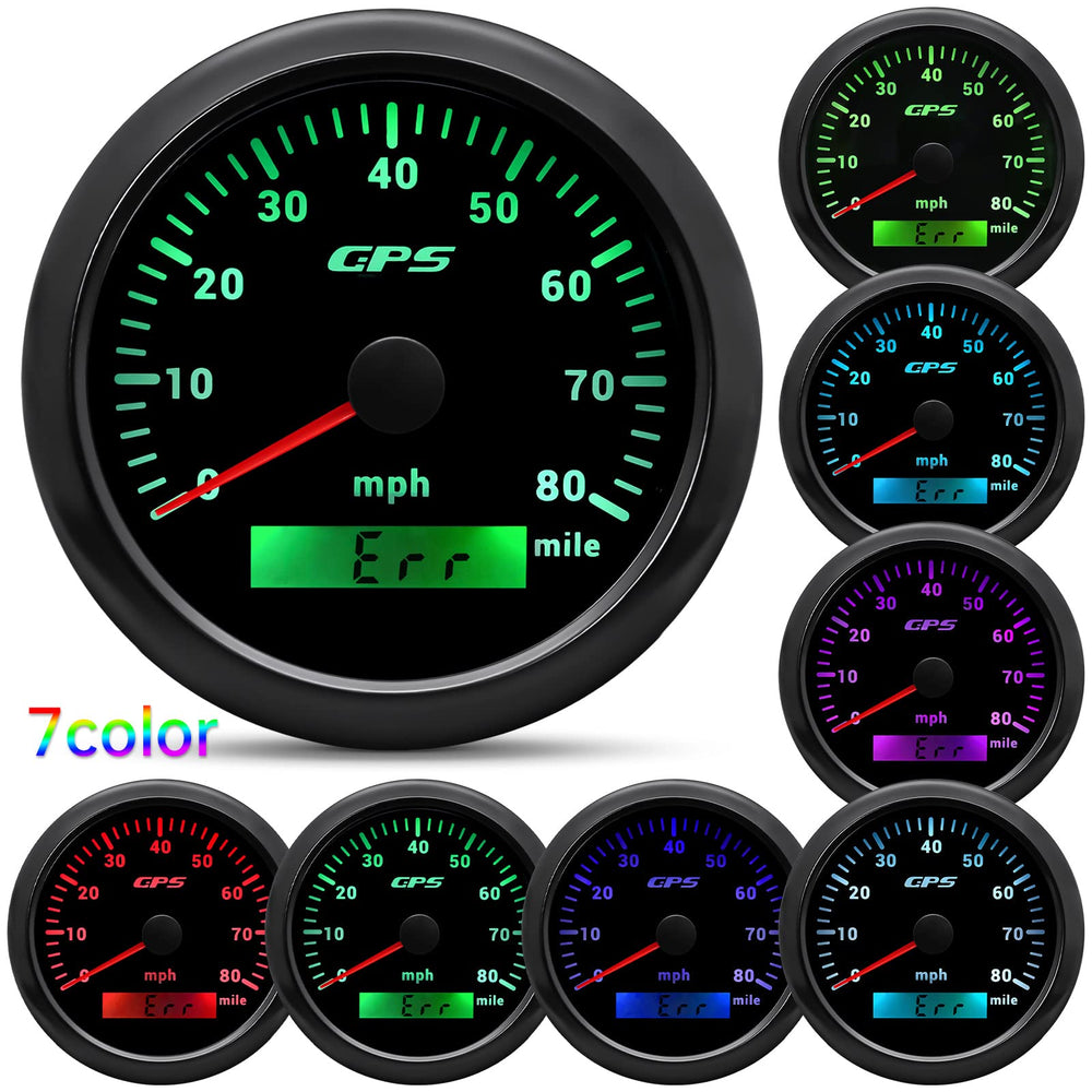 ARTILAURA GPS speedometer with LED color options for visibility in sun or night.