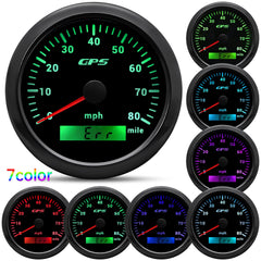 ARTILAURA GPS speedometer with LED color options for visibility in sun or night.