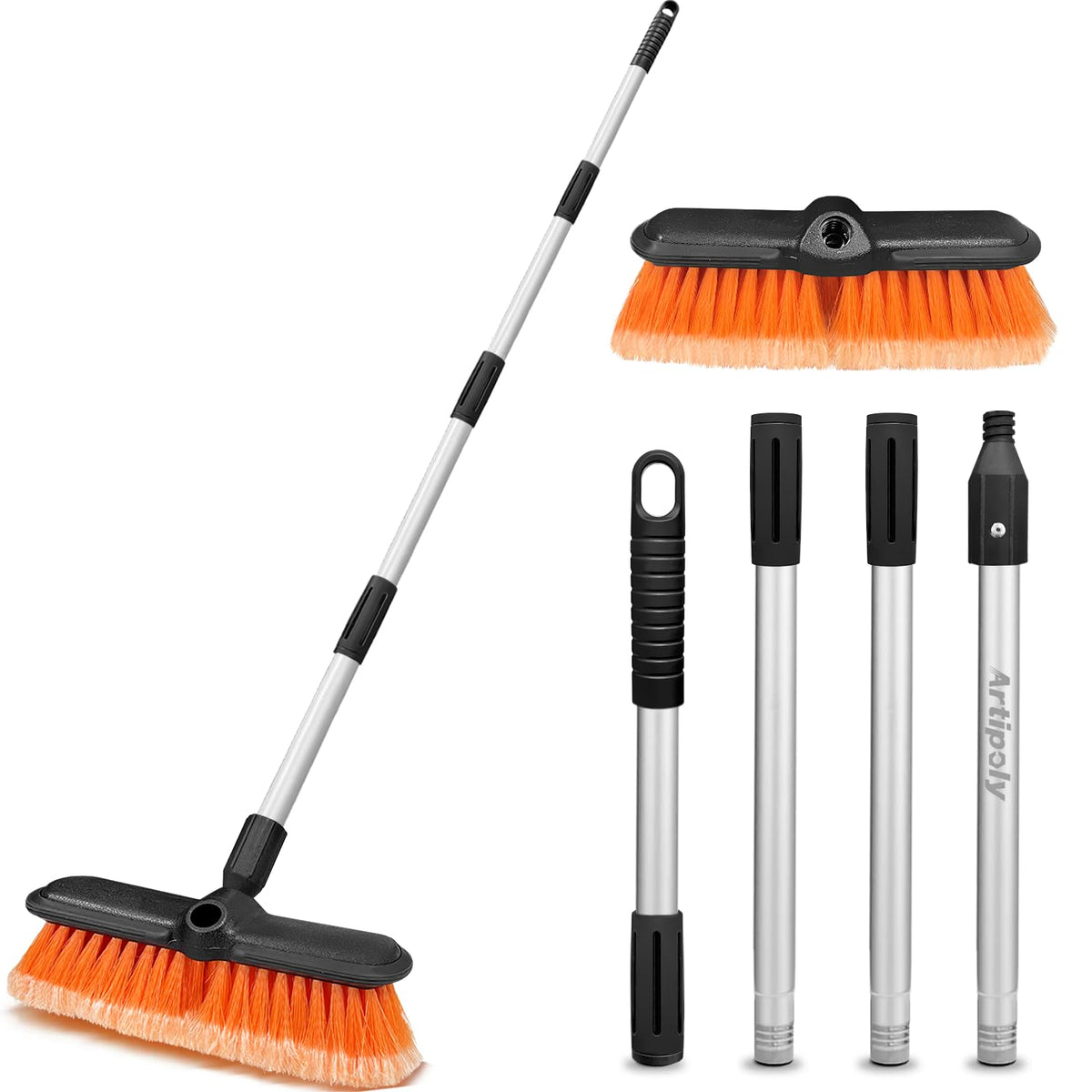 ARTIPOLY 65-inch car wash brush with extension pole for extended reach.