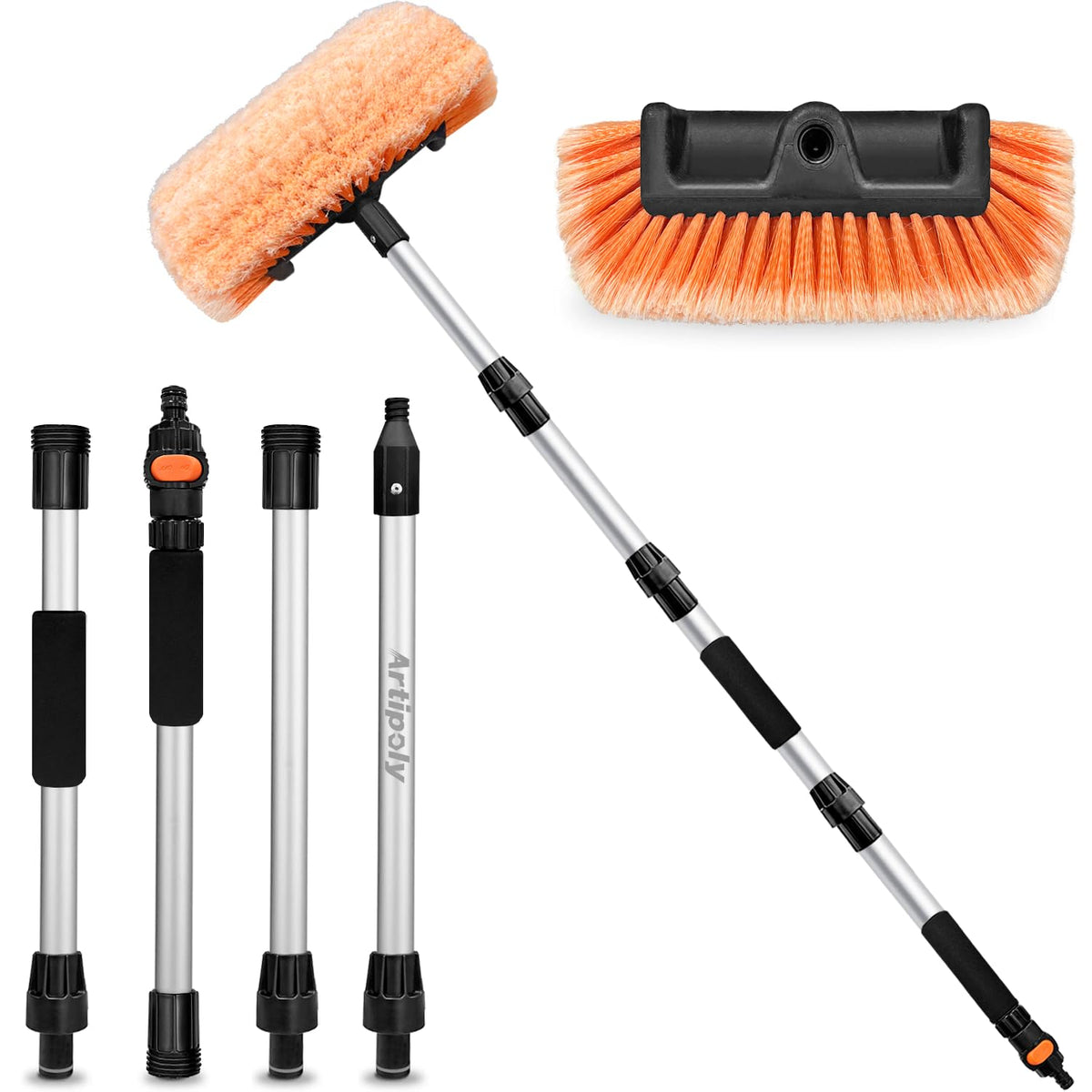ARTIPOLY 72-inch car wash brush with a long handle for easy vehicle cleaning.
