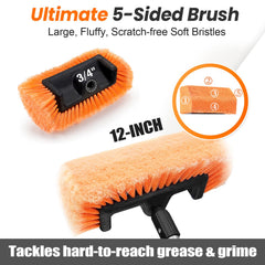 Angled five-sided head reaches corners and contours for deeper cleaning.