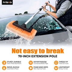 Anti-scratch flocked bristles protect paint while delivering gentle, thorough scrubbing.
