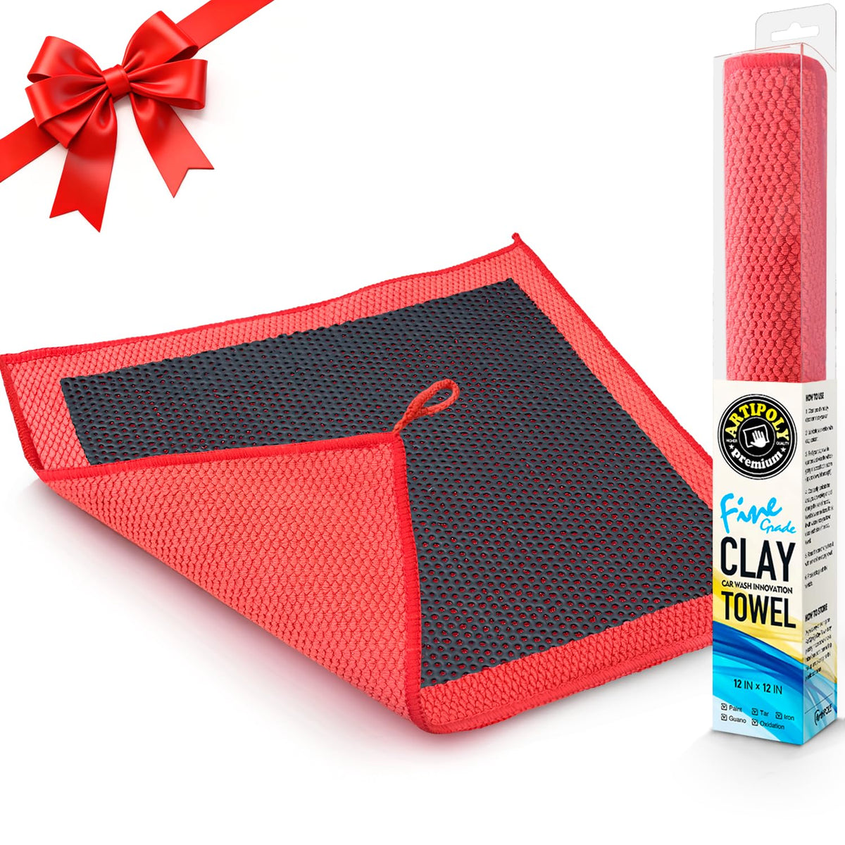 ARTIPOLY clay decontamination towel folded for easy storage and quick detailing.