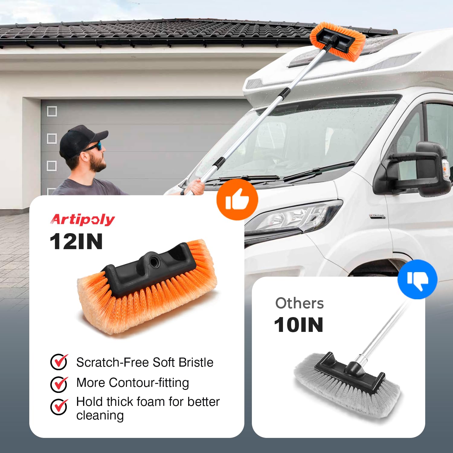 ARTIPOLY dip brush with hose attachment option for versatile cleaning