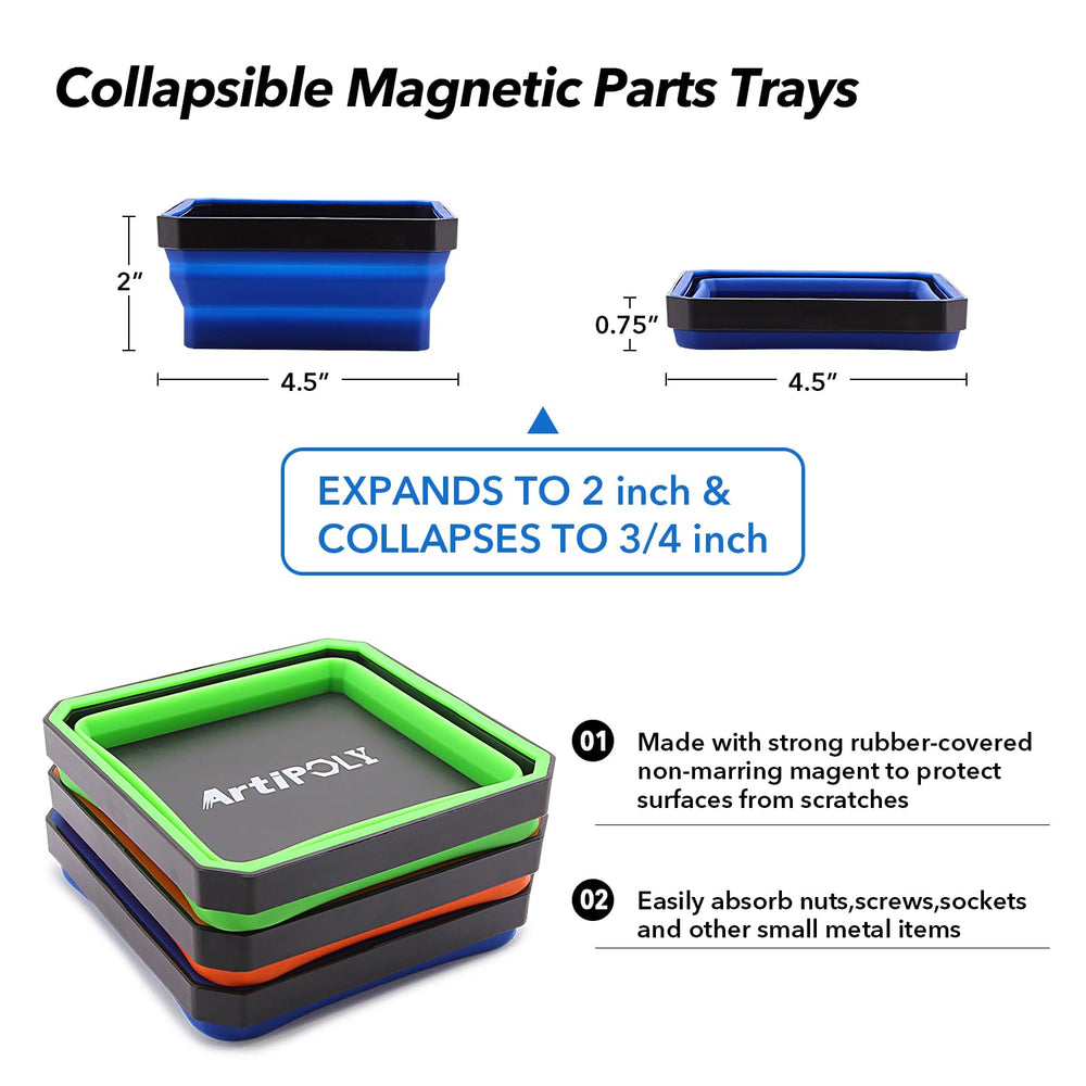 ARTIPOLY tri-color trays securely hold fasteners without slipping during projects.