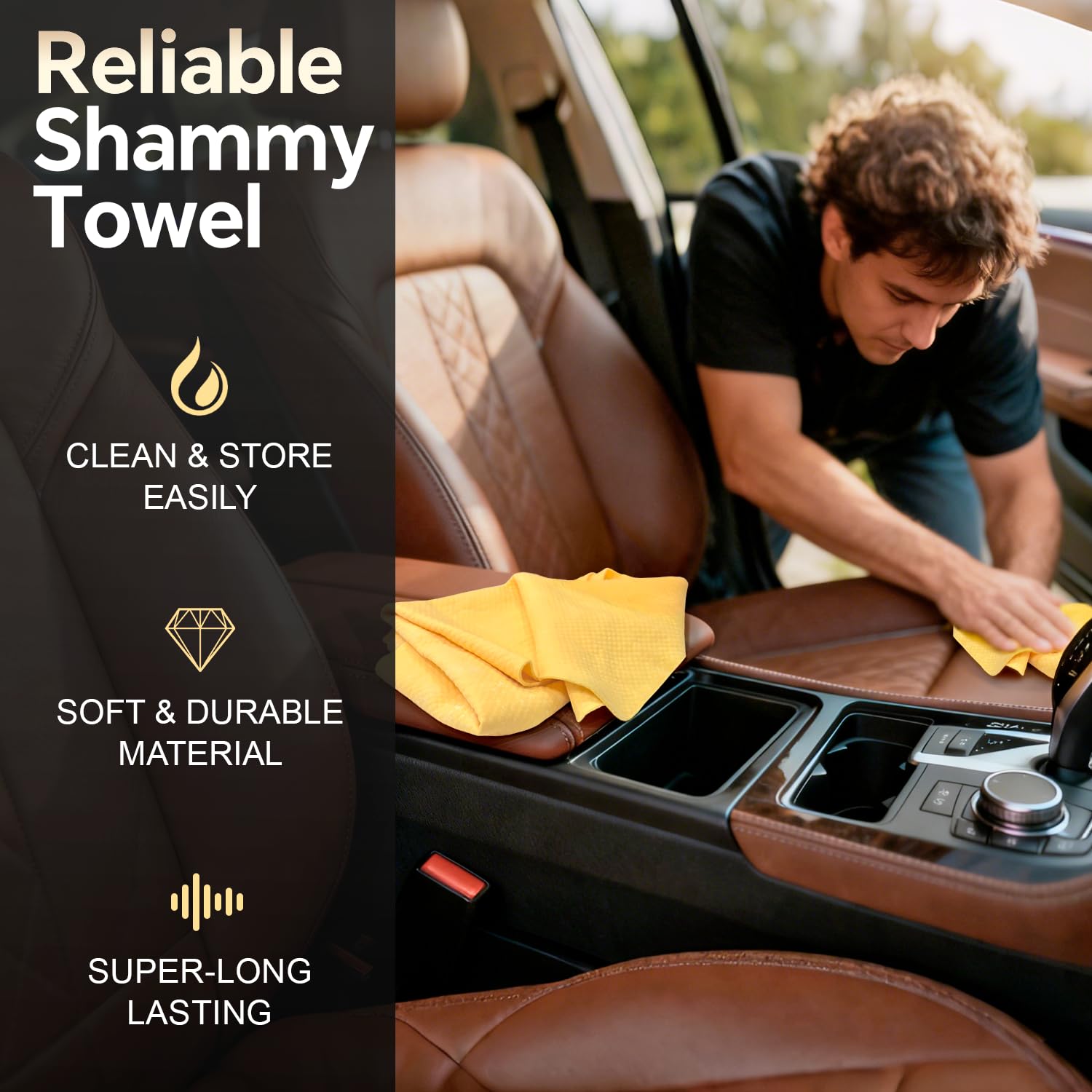 ARTIPOLY soft scratch-resistant shammy protects your car’s finish during drying.