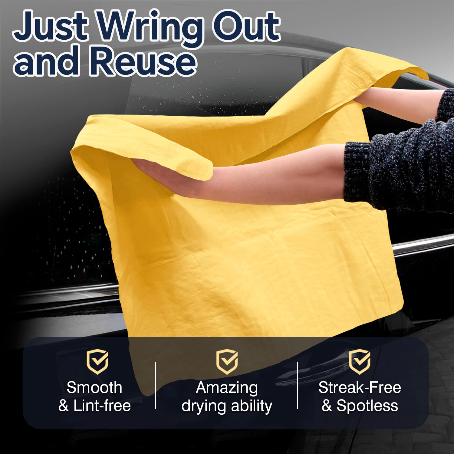 ARTIPOLY shammy shines tiles and mirrors with quick, streak-free results.