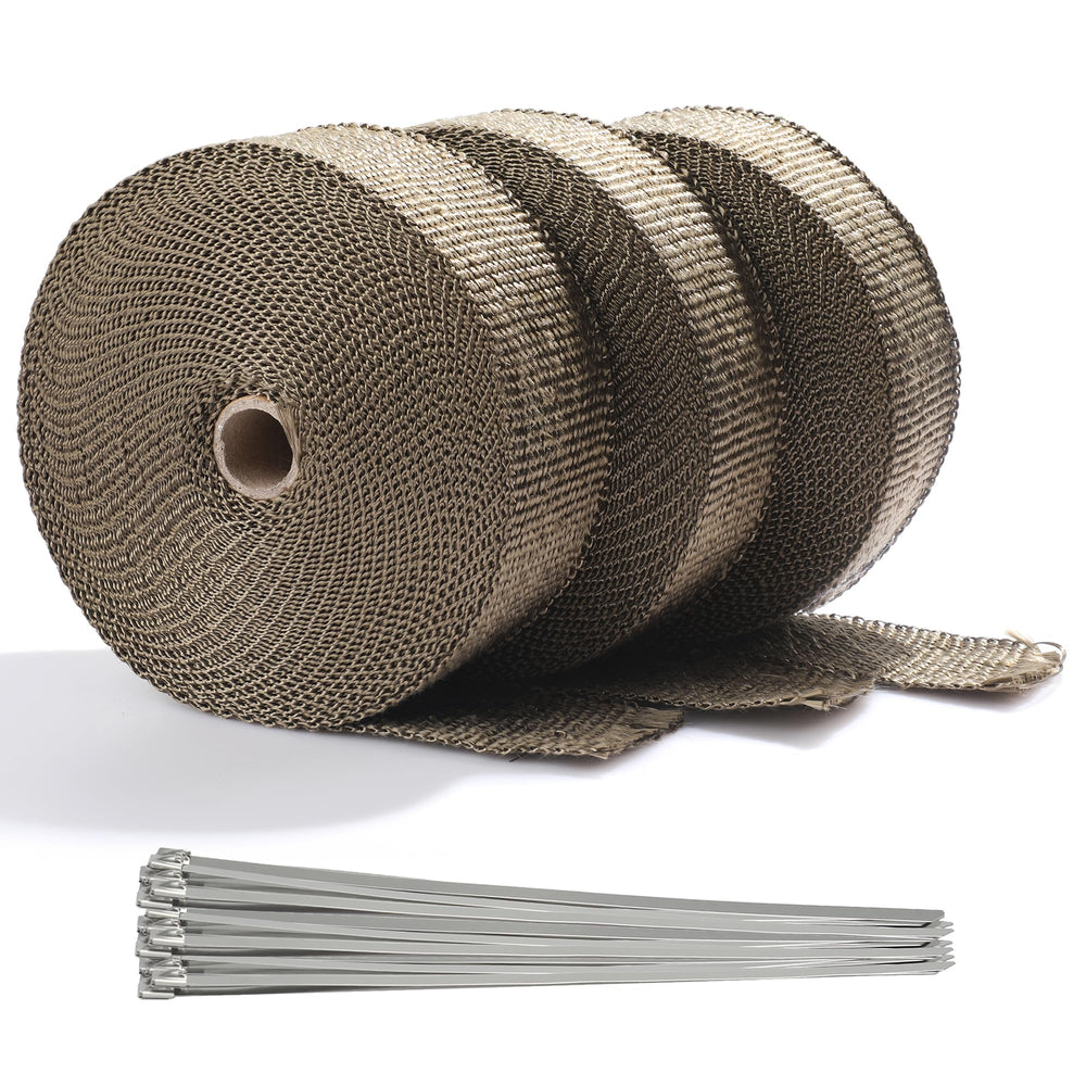 ARTR titanium exhaust wrap assembly shows universal fit and heat containment.